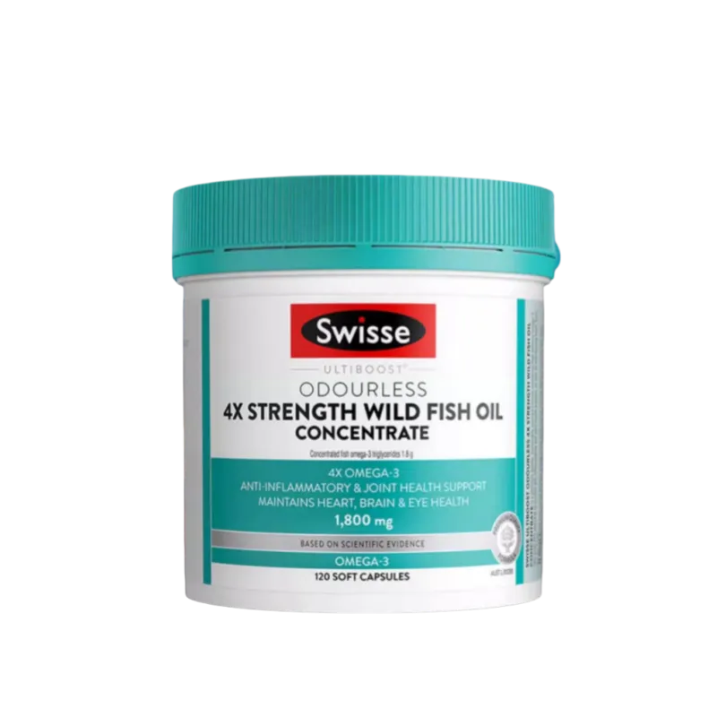 SWISSE Ultiboost Odourless 4 x Strength Wild Fish Oil Concentrate 120 Capsules
